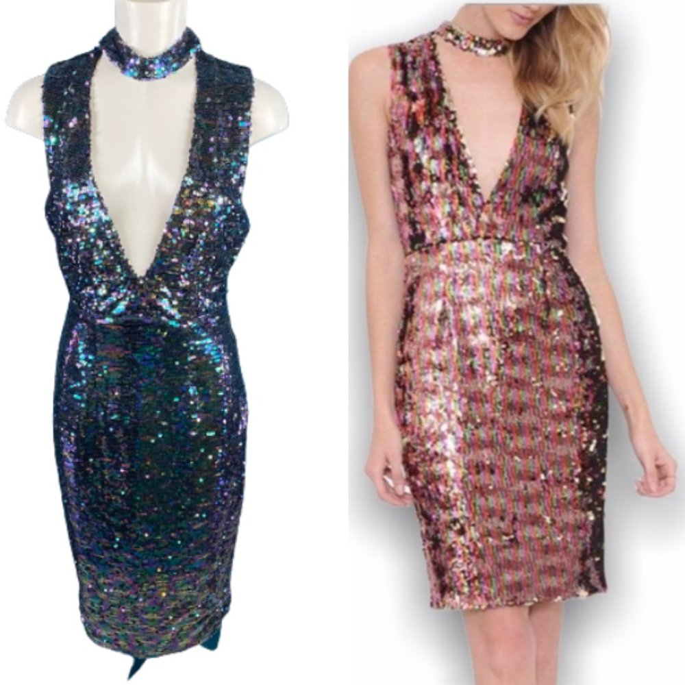 L'atiste By Amy Choker Sequin Bodycon Dress - Picture 1 of 9